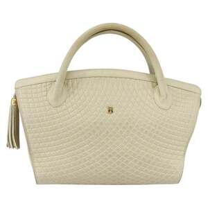 Bally Leather Quilted Handbag White Gold